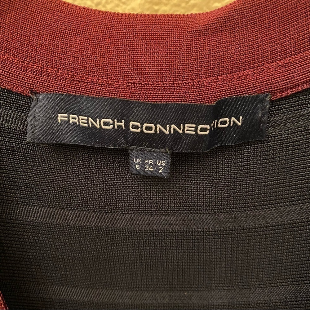 FRENCH CONNECTION Burgundy Navy Bandage Dress-2 - Picture 4 of 7
